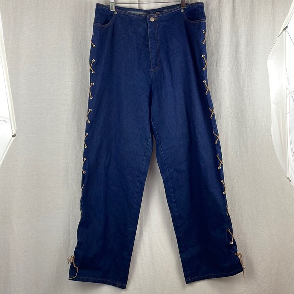 The Blues Y2K Lace Up Denim Straight Leg Jeans